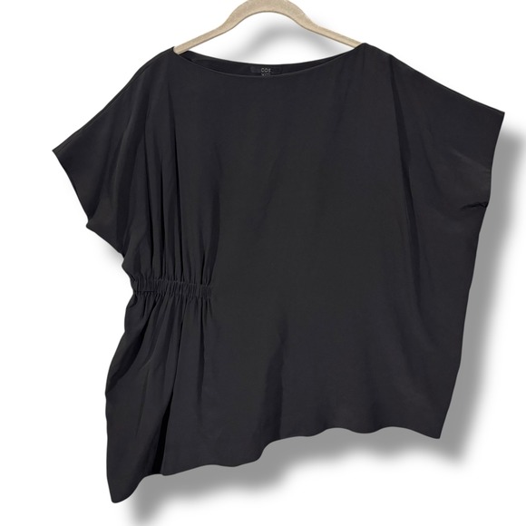 COS Tops - COS Boat Neck Ruched Side Black Silk Top Size 2